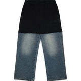 Maison Margiela Kids Pantalone Nero e Denim con Logo per Bambini