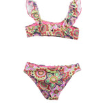 4GIVENESS Costume Bikini a Fascia Fantasia Tropical Bouquet per Bambine (retro)