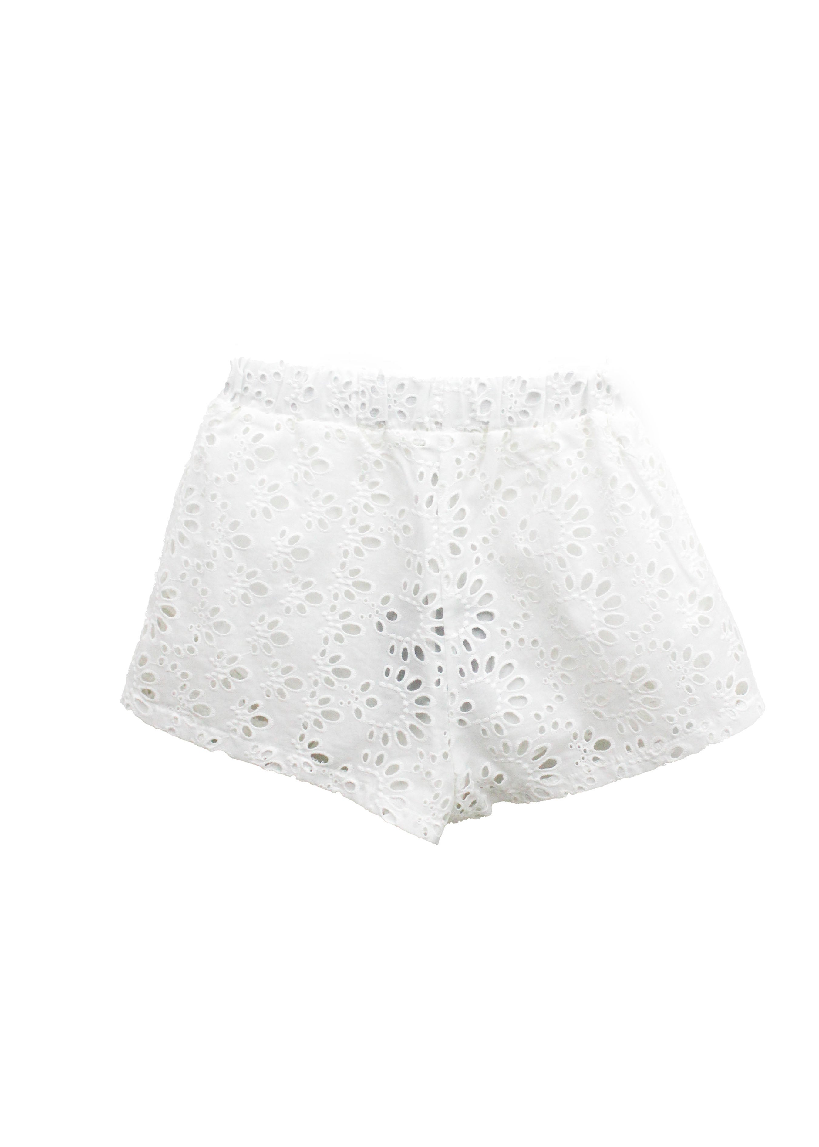 4GIVENESS Copricostume Short Bianco Ricamato per Bambine