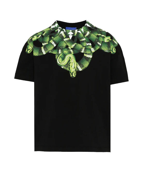 Marcelo Burlon County of Milan Kids T-Shirt Nero con Stampa Serpente per Bambini