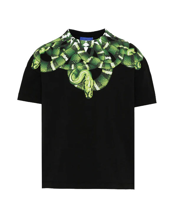 Marcelo Burlon County of Milan Kids T-Shirt Nero con Stampa Serpente per Bambini