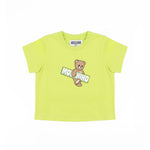 Moschino Kids T-shirt Verde con Stampa Logo Teddy Unisex per Neonati