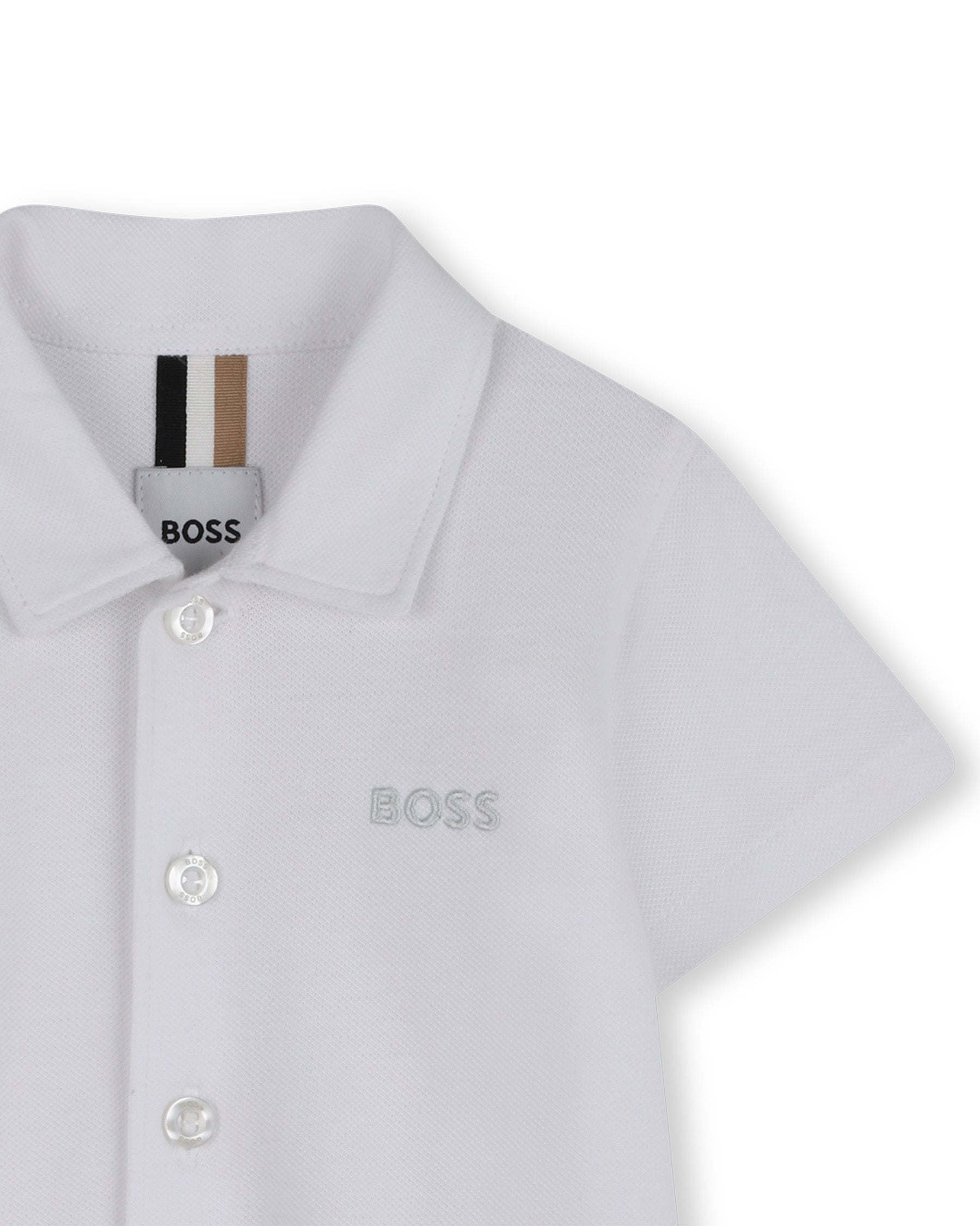 Boss kids Camicia Bianco in Cotone con Logo per Neonati