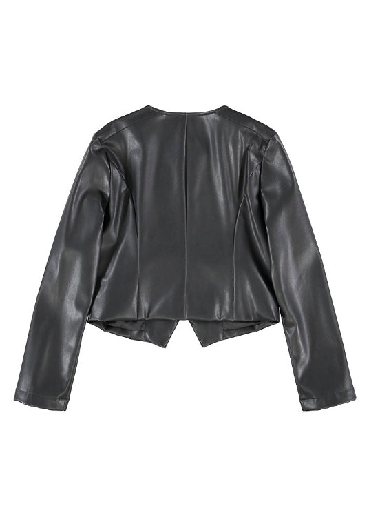 Patrizia Pepe Giubbino di Pelle Nero per Bambine