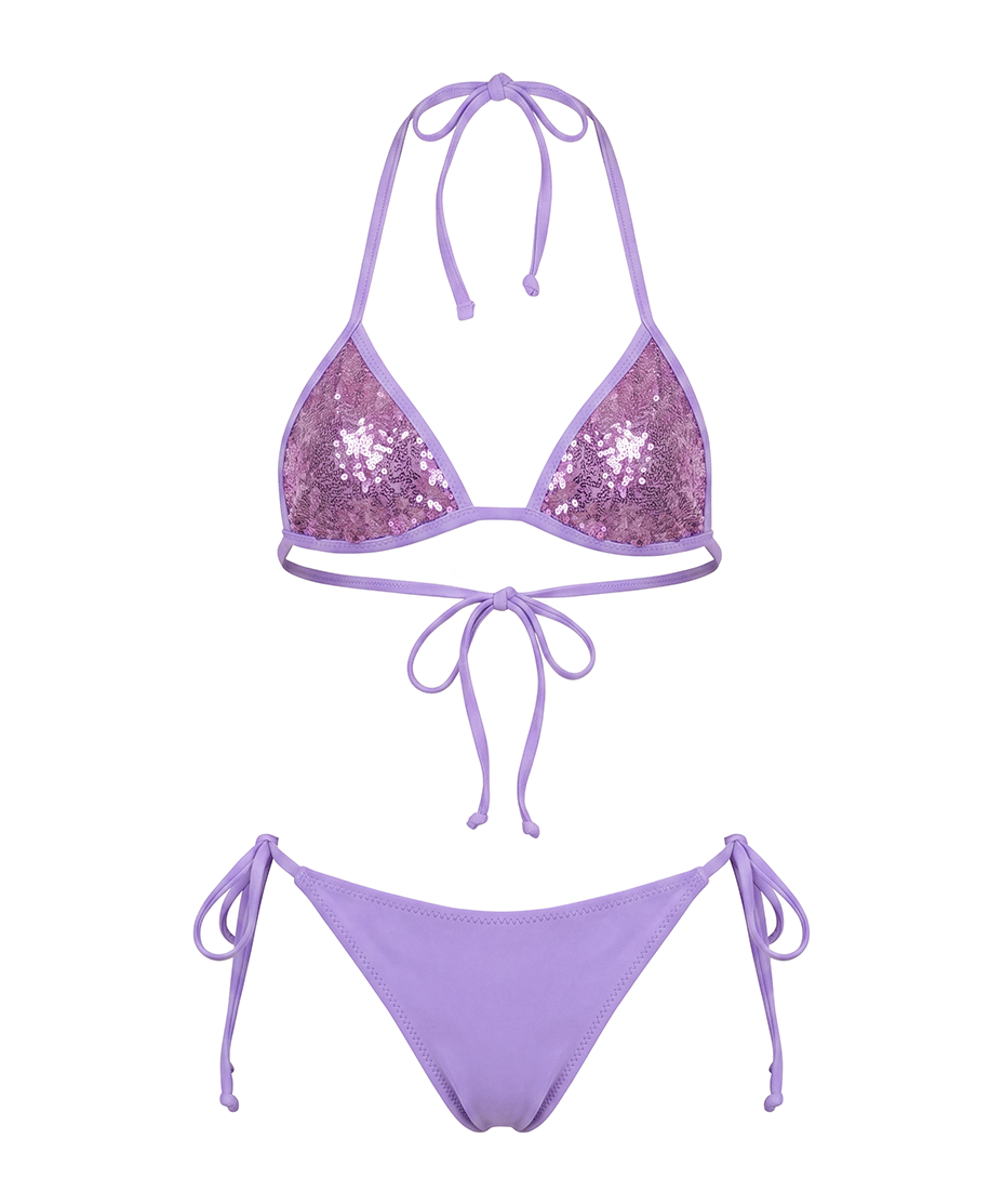 4giveness Kids Bikini Triangolo Lilla con Pailettes per Bambine