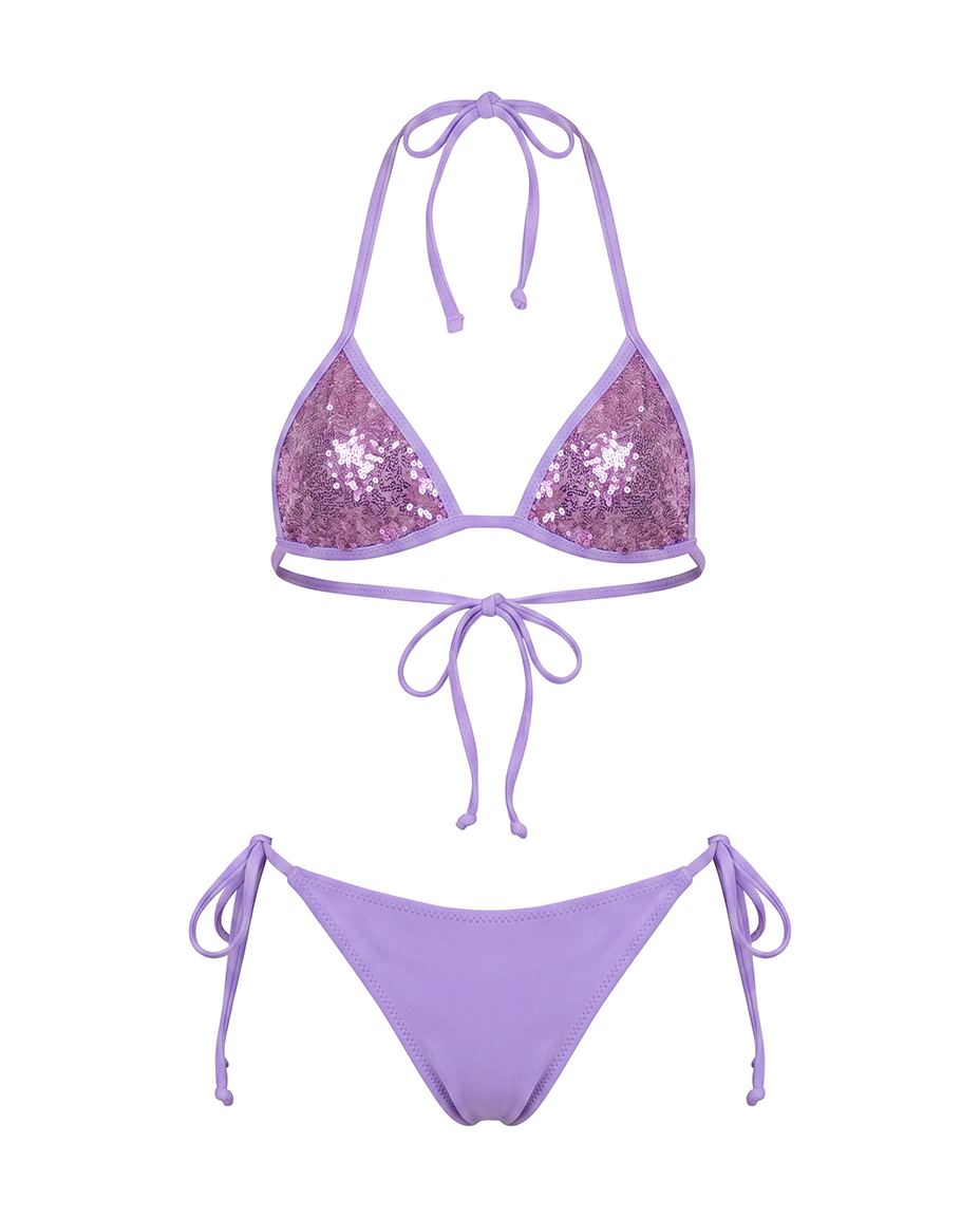 4giveness Kids Bikini Triangolo Lilla con Pailettes per Bambine