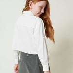 Twinset Kids Camicia Bianca in Popeline con Cravatta per Bambine (retro)