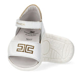 Elisabetta Franchi La Mia Bambina Sandalo Bianco/Oro con Logo per Neonate