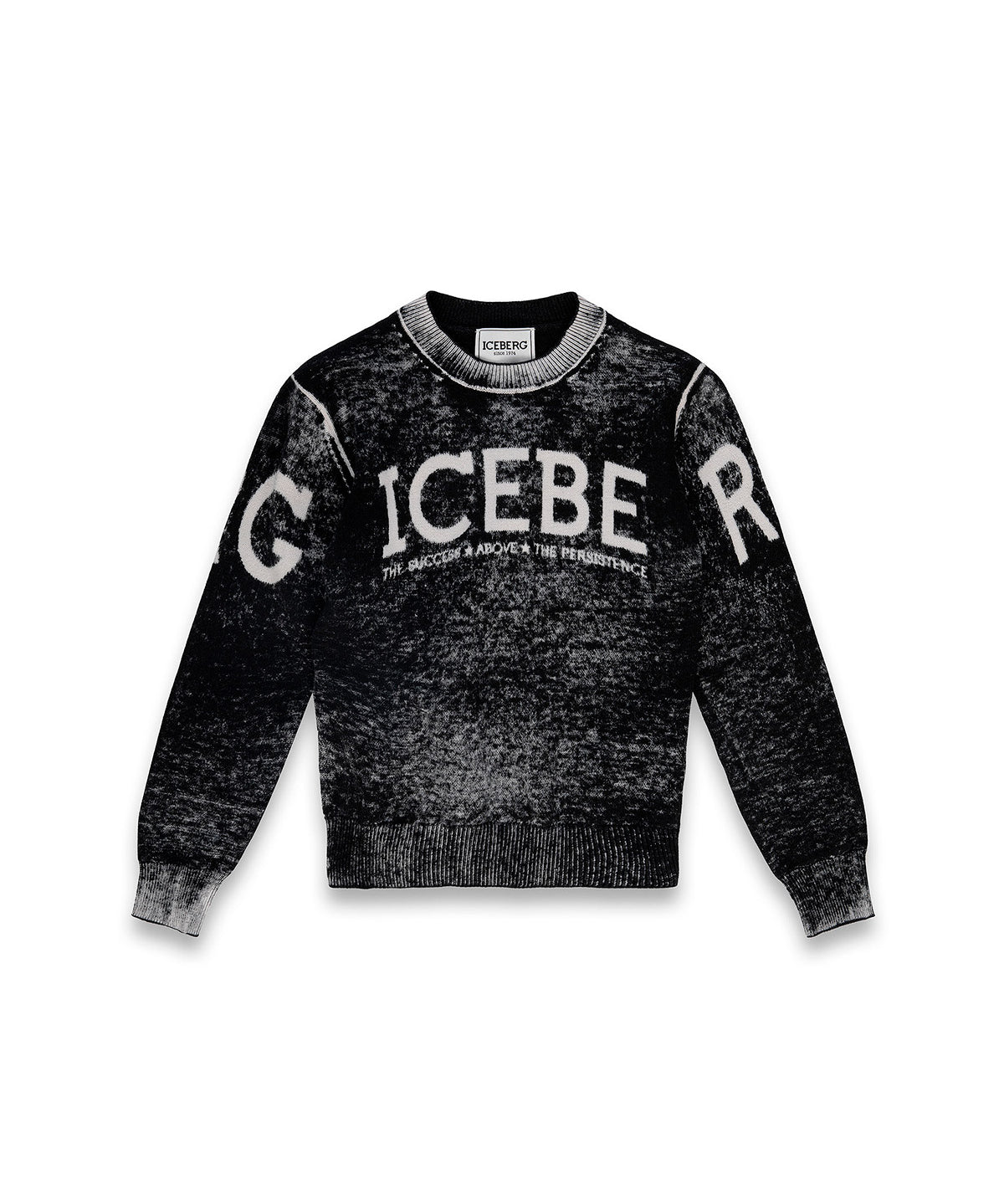 Iceberg Kids Maglia con Effetto Sbiadito Girocollo con Maxi Logo per Bambini