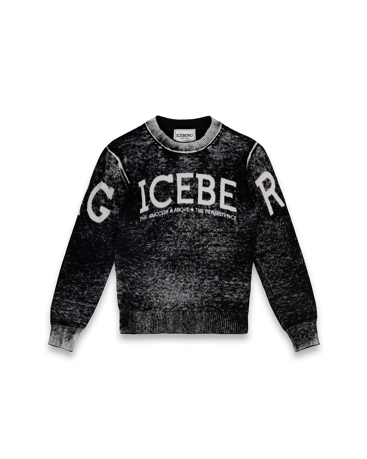 Iceberg Kids Maglia con Effetto Sbiadito Girocollo con Maxi Logo per Bambini