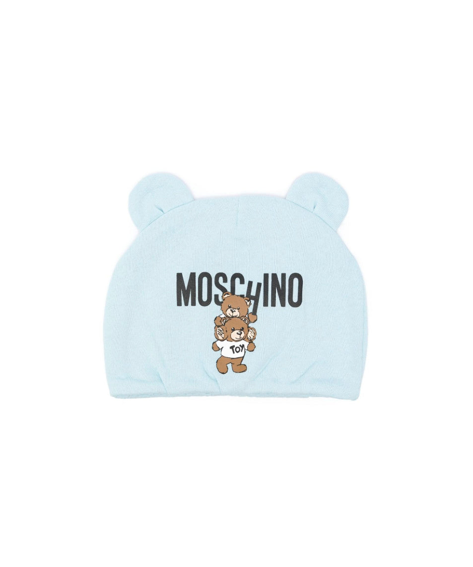 Moschino Kids Cappellino Cielo con Stampa Logo Teddy Bear per Neonati