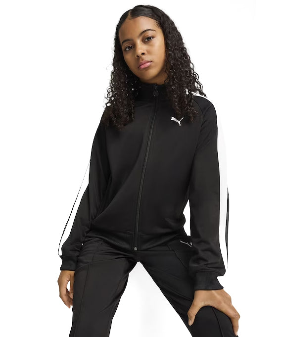 Puma Kids Felpa Nera con Dettagli Bianchi a Contrasto per Bambine