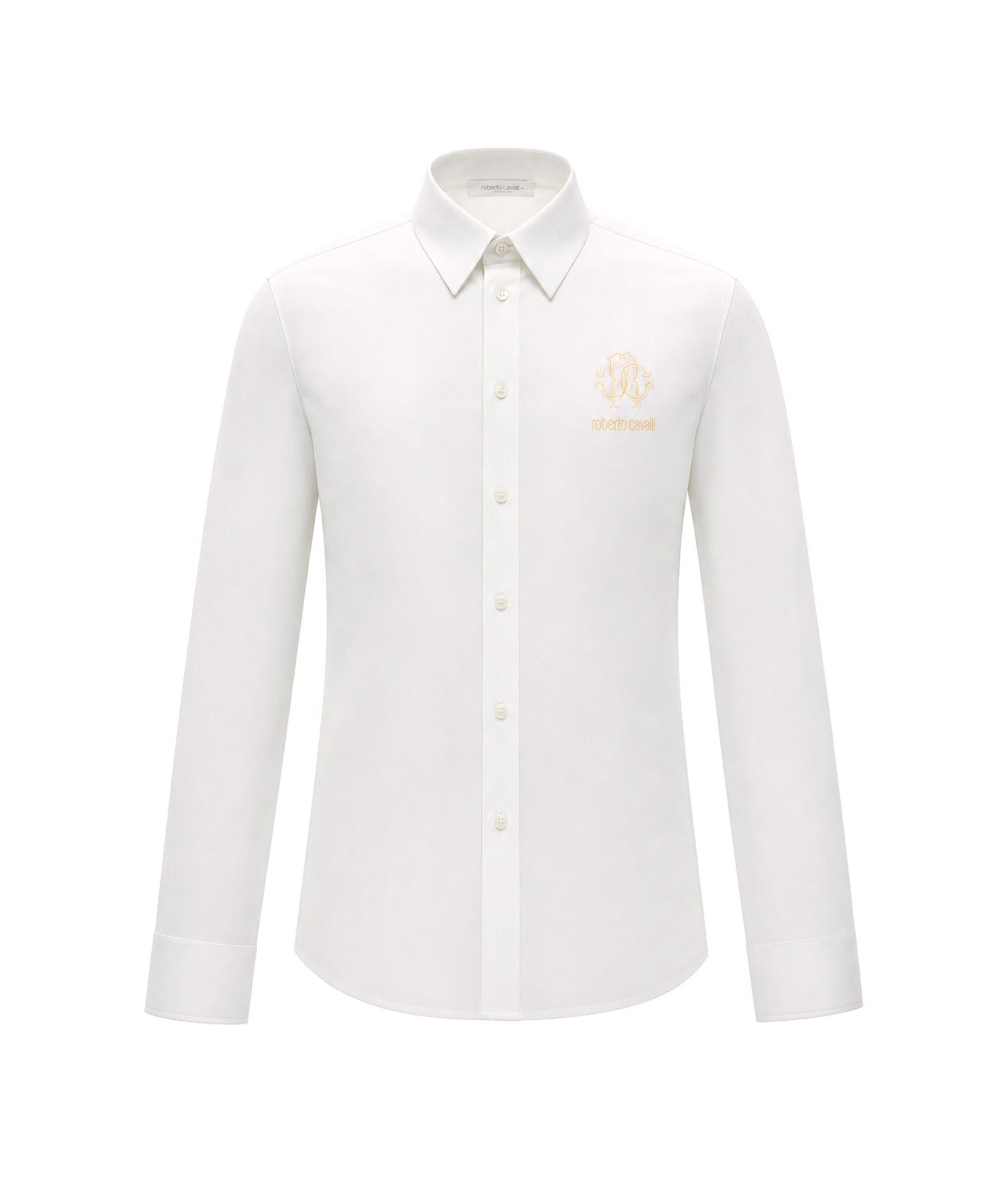 Robero Cavalli Kids Camicia Bianco con Logo Oro per Bambini