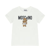 Moschino Kids T-shirt Panna con Stampa Teddy