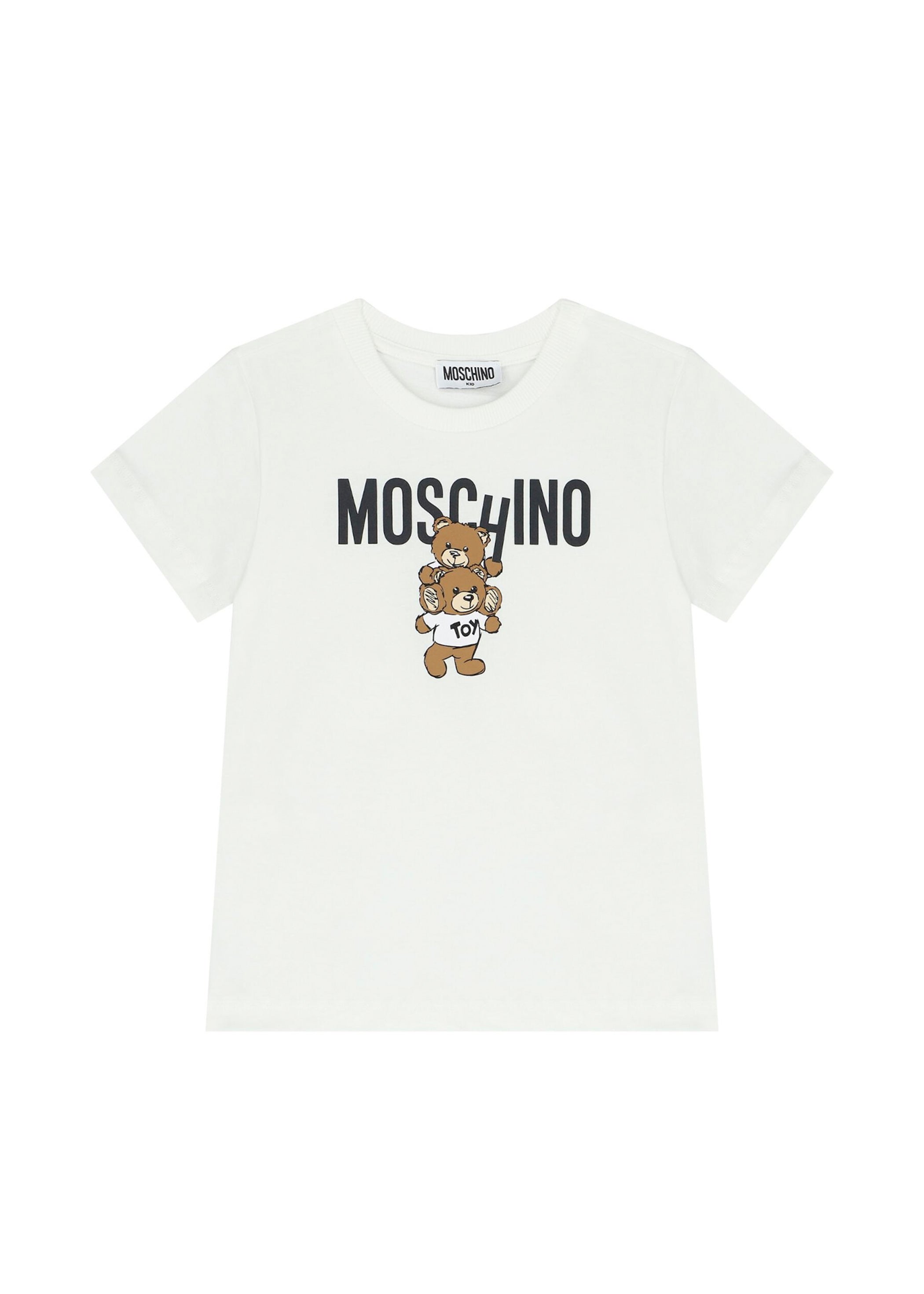 Moschino Kids T-shirt Panna con Stampa Teddy