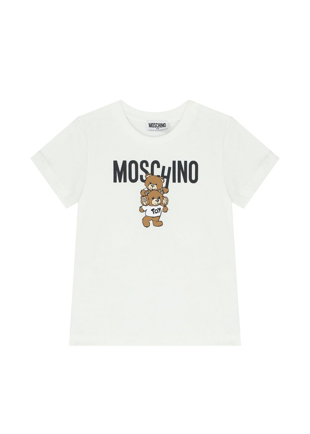 Moschino Kids T-shirt Panna con Stampa Teddy