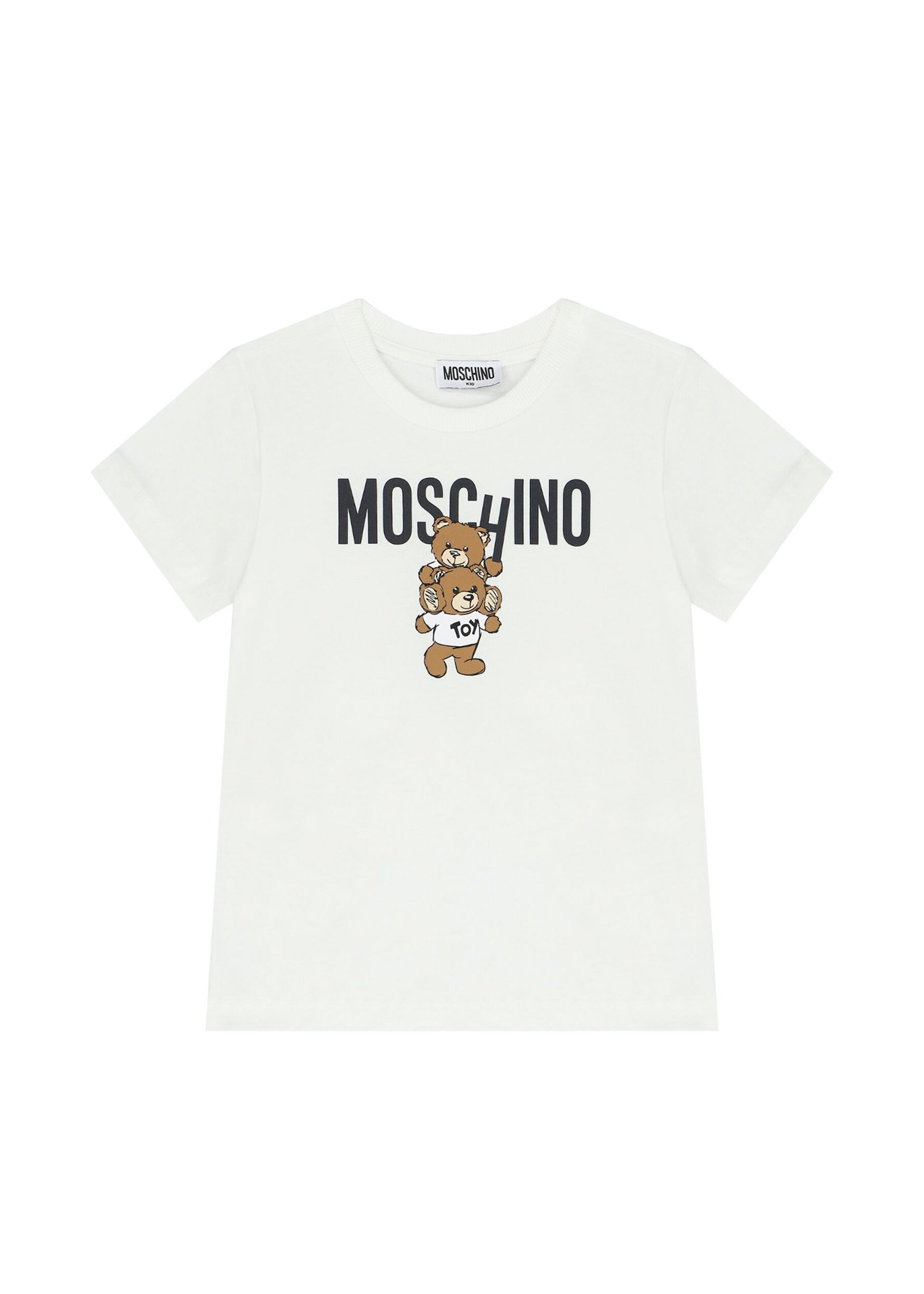 Moschino Kids T-shirt Panna con Stampa Teddy