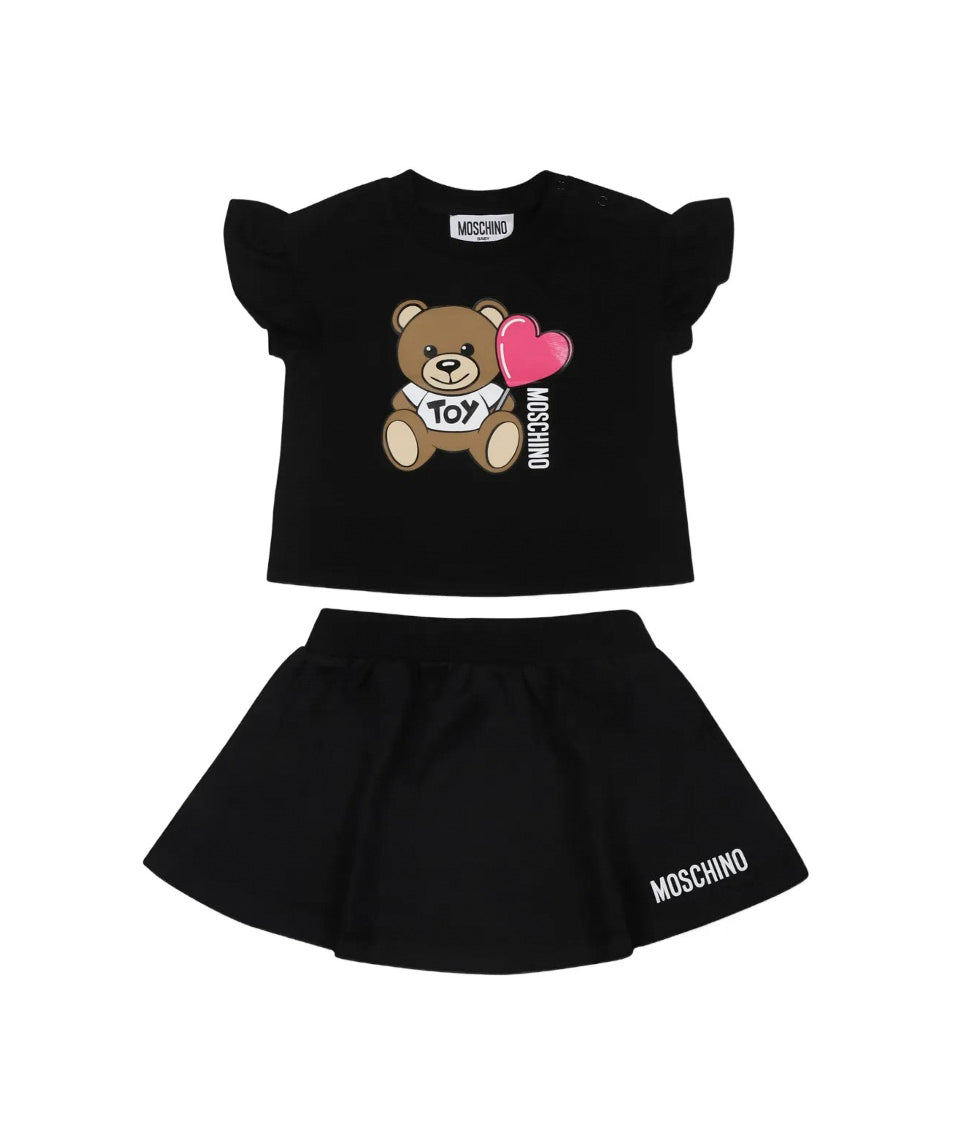 Moschino Kids T-shirt con Stampa con Gonna Nera per Neonate