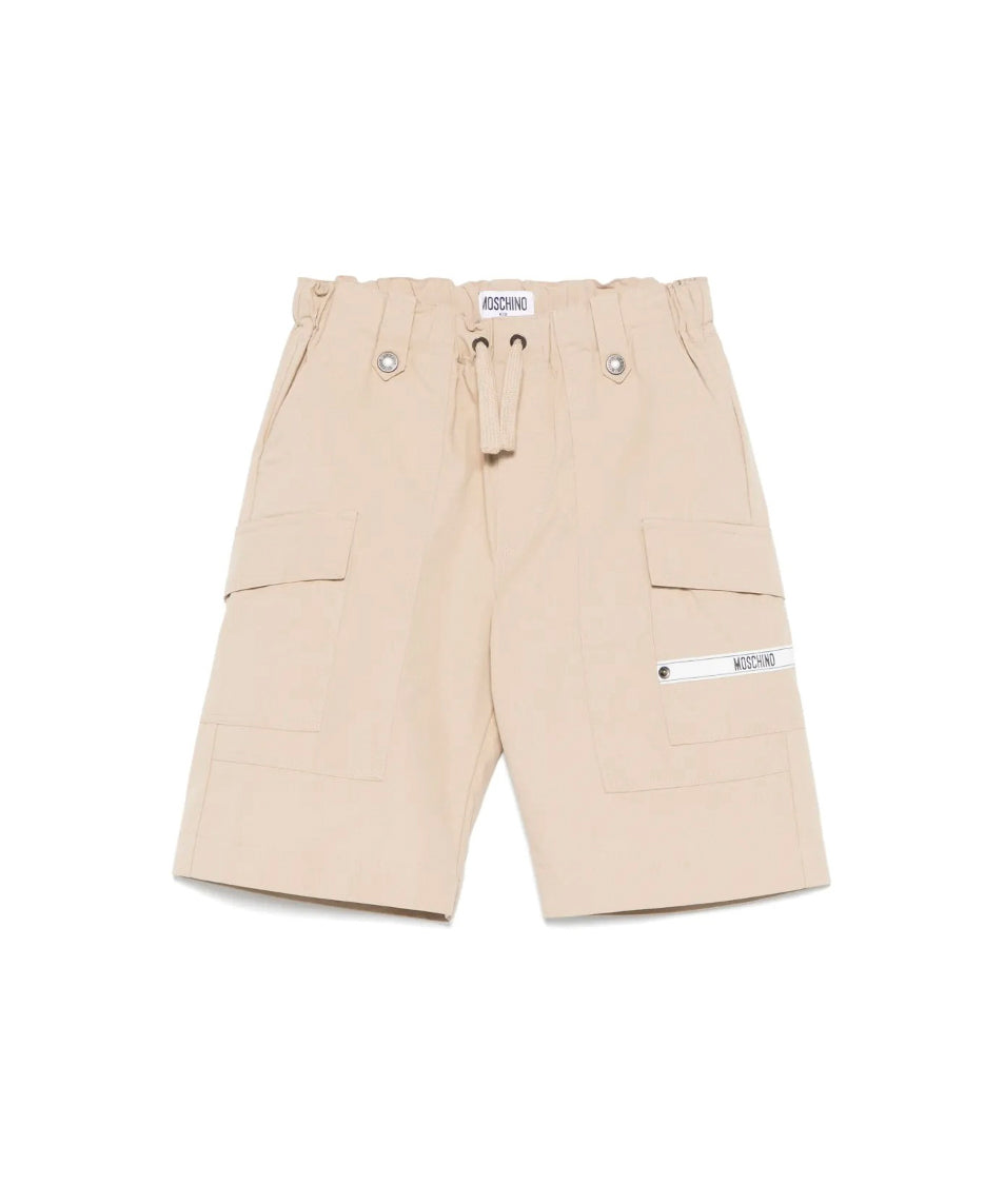 Moschino Kids Bermuda Cargo Beige per Bambini
