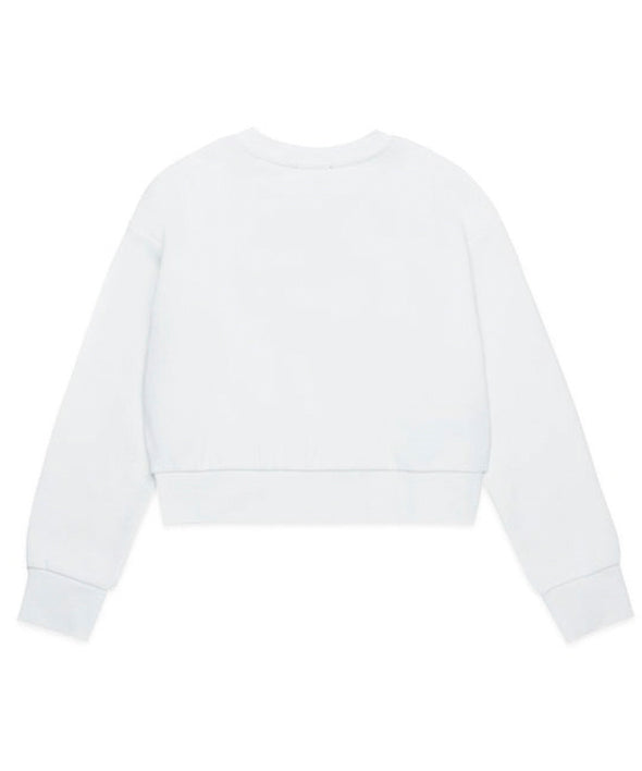 Diesel Kids Felpa Girocollo Bianca con Logo Oval D per Bambine