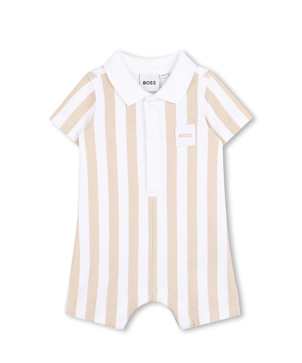 Boss Kids Tutina Beige/Bianco a Strisce per Neonati