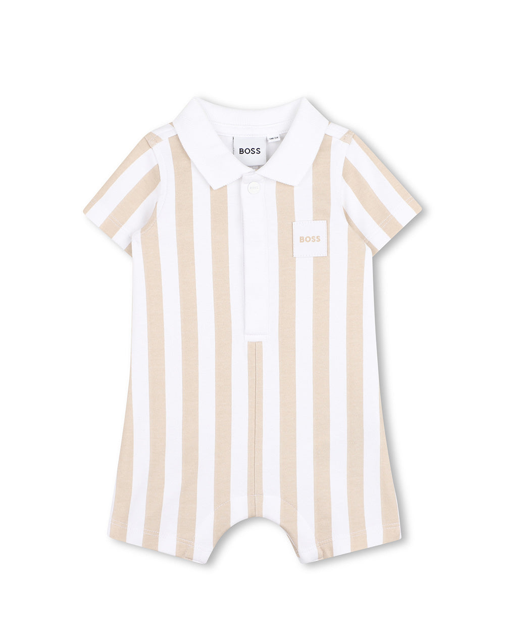 Boss Kids Tutina Beige/Bianco a Strisce per Neonati
