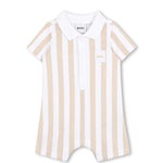 Boss Kids Tutina Beige/Bianco a Strisce per Neonati