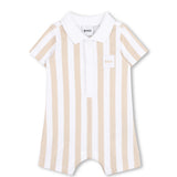 Boss Kids Tutina Beige/Bianco a Strisce per Neonati