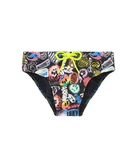 Barrow Kids Costume Slip Nero Fantasia All-Over Logo per Bambini