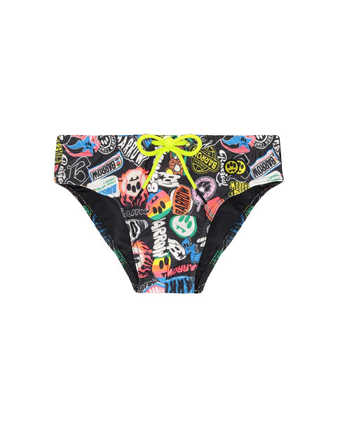 Barrow Kids Costume Slip Nero Fantasia All-Over Logo per Bambini