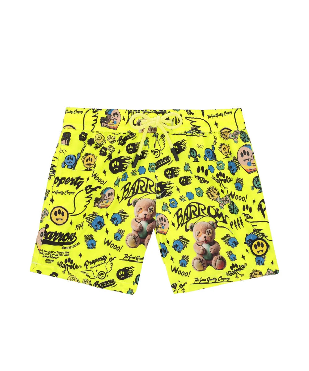Barrow Kids Costume Short Giallo Fluo Fantasia All-Over per Bambini