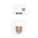Moschino Kids Cappellino con Bavetta Panna con Teddy Bear per Neonati