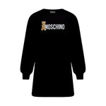 Moschino Kids Abito Nero con Stampa Logo per Bambine