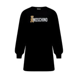 Moschino Kids Abito Nero con Stampa Logo per Bambine