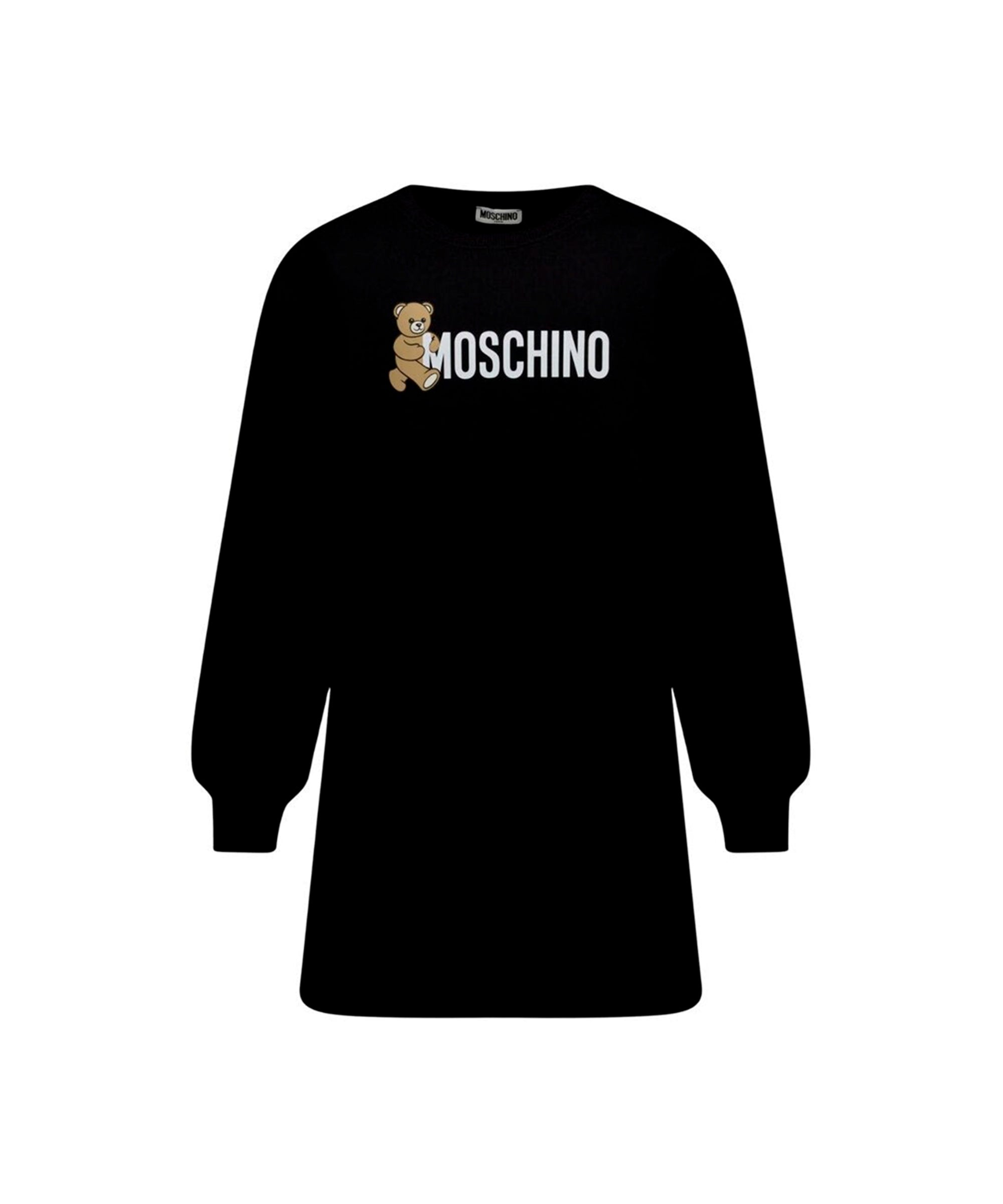 Moschino Kids Abito Nero con Stampa Logo per Bambine