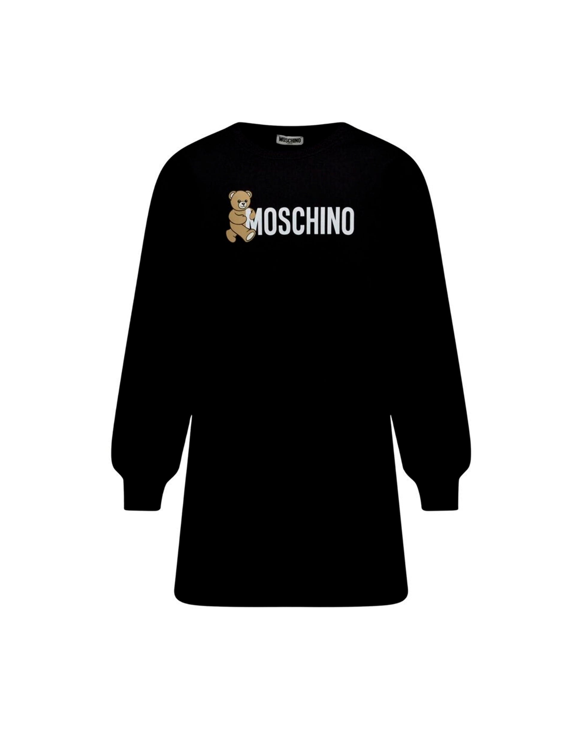 Moschino Kids Abito Nero con Stampa Logo per Bambine