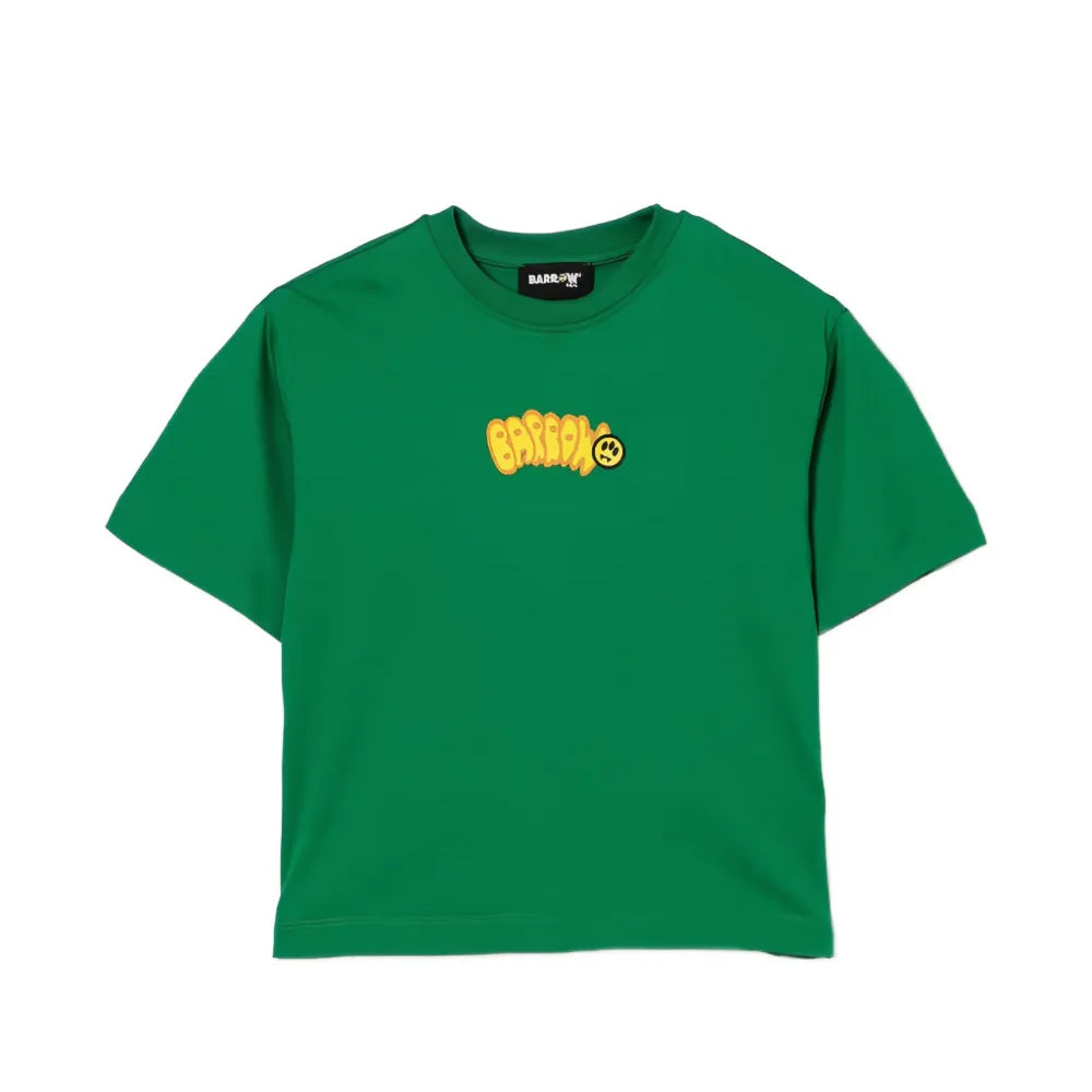 Barrow Kids T-Shirt Verde con Stampa Logo per Bambini