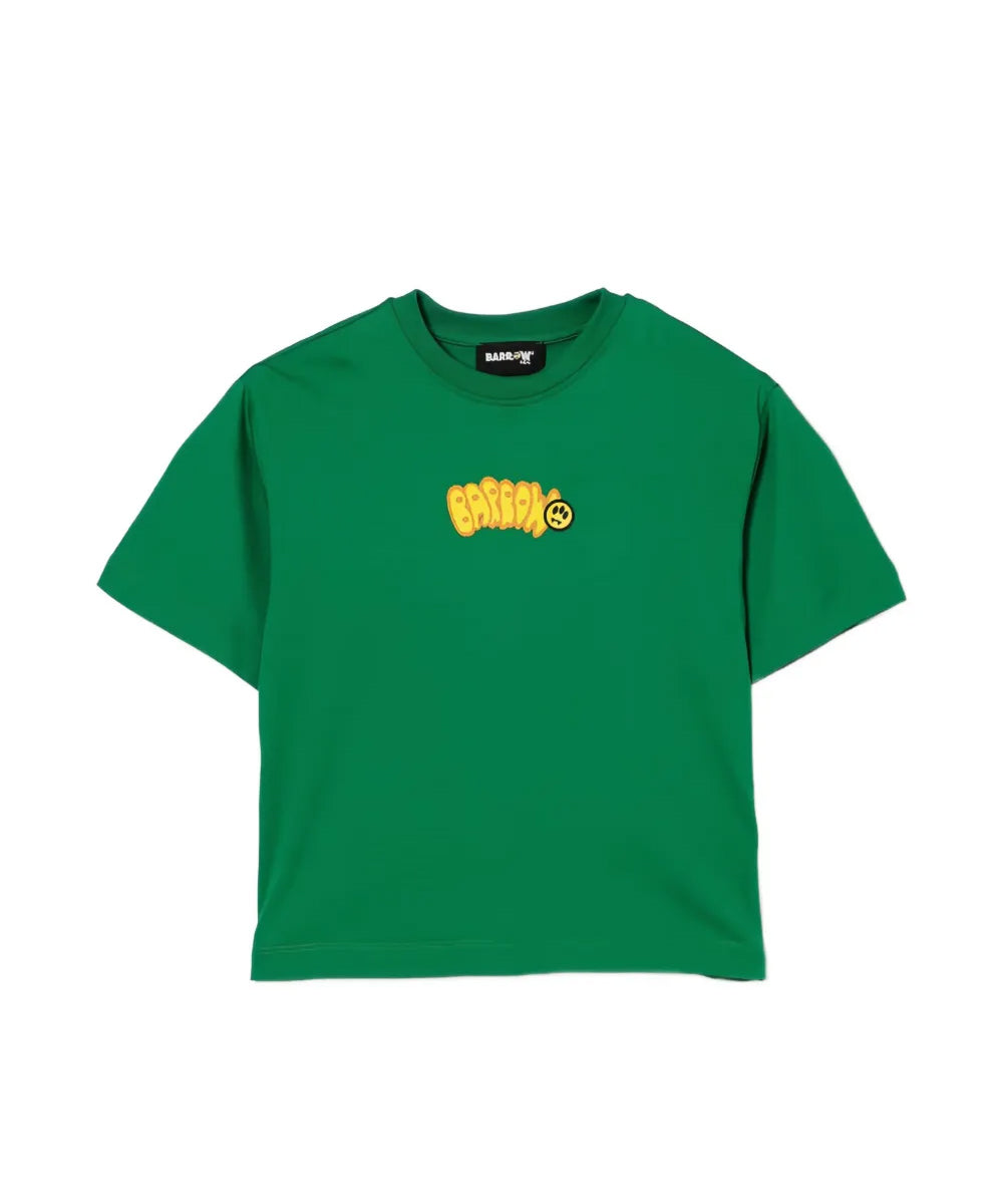 Barrow Kids T-Shirt Verde con Stampa Logo per Bambini