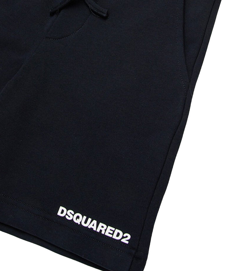 Dsquared2 Kids Bermuda nero con Dettaglio Stampa Logo per Bambini
