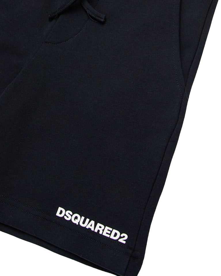 Dsquared2 Kids Bermuda nero con Dettaglio Stampa Logo per Bambini