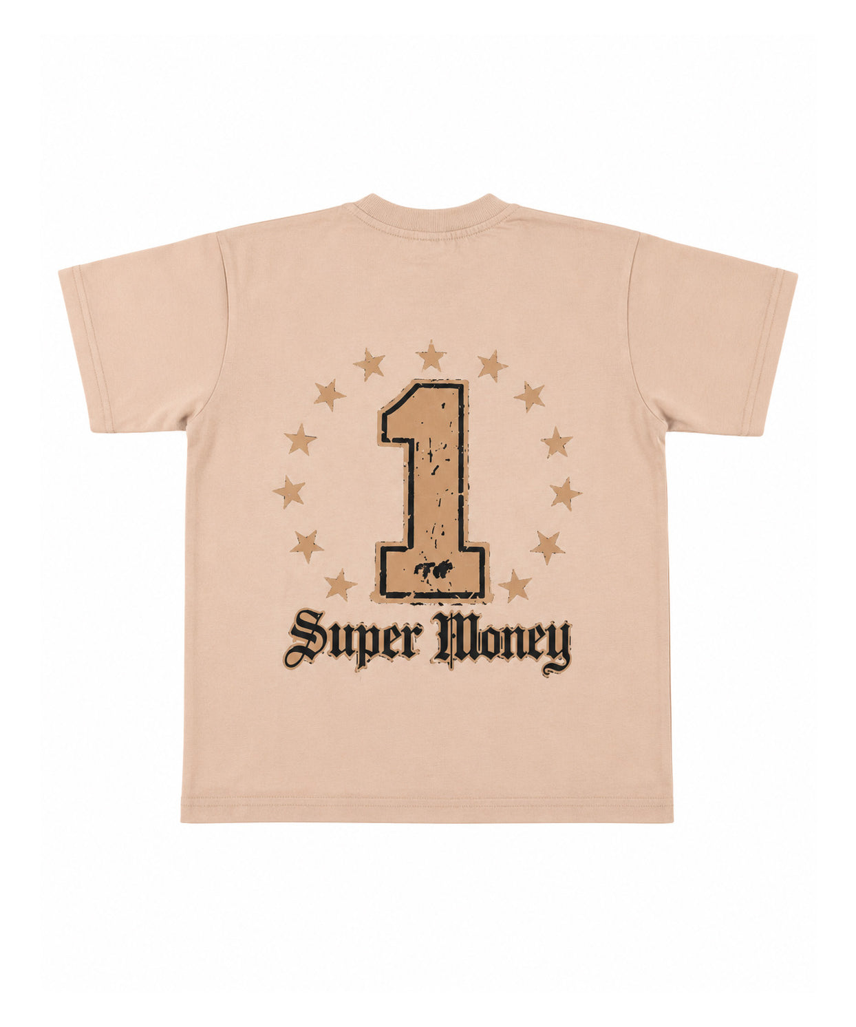 ArtSuperMoney Kids T-Shirt Beige con Stampa Strass per Bambini