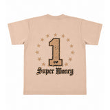 ArtSuperMoney Kids T-Shirt Beige con Stampa Strass per Bambini
