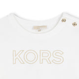 Michael Kors Kids T-Shirt Bianco con Logo Ricamato per Bambine