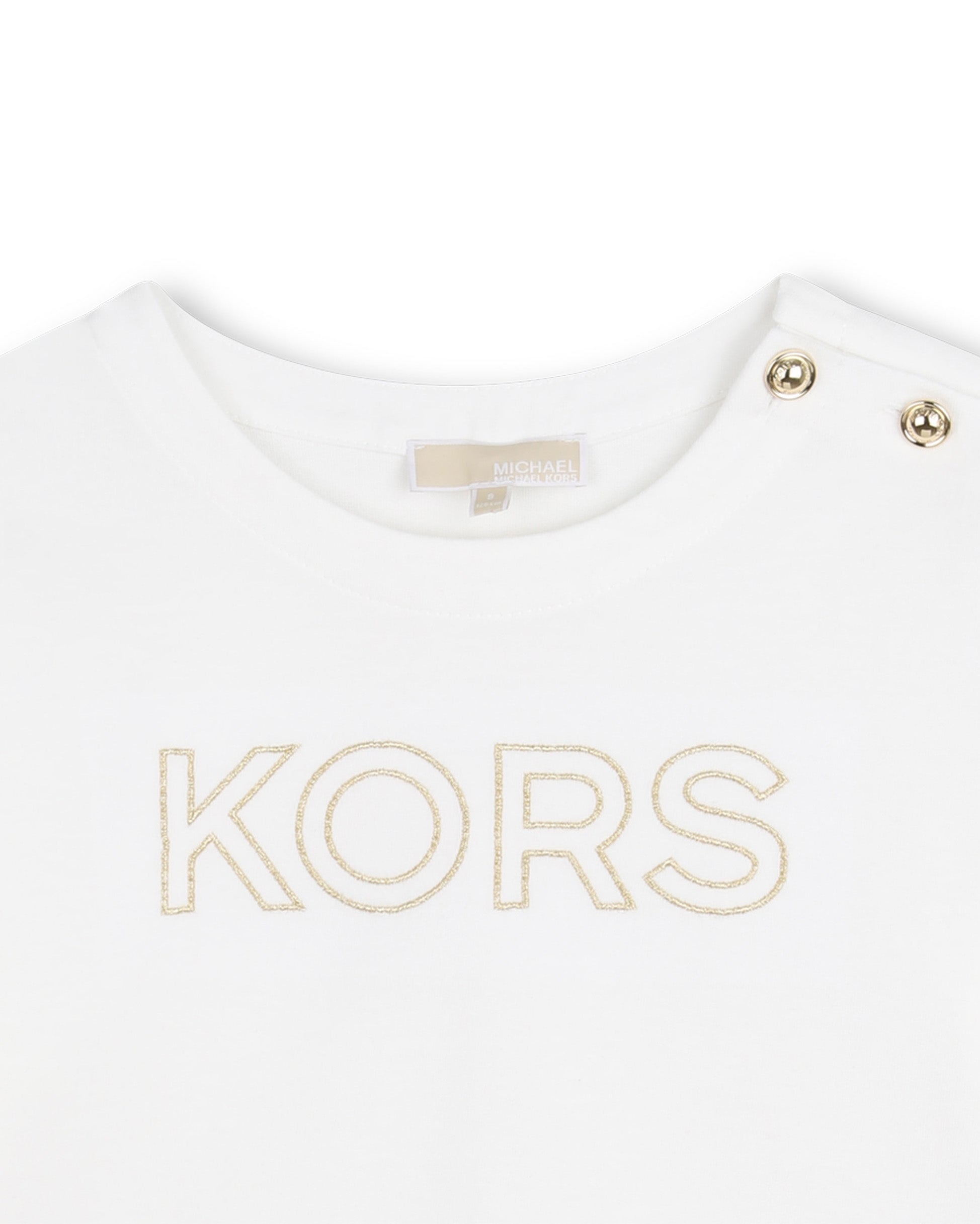 Michael Kors Kids T-Shirt Bianco con Logo Ricamato per Bambine