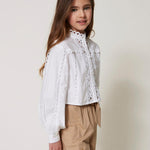 Twinset Kids Camicia Bianca Intarsiata per Bambine
