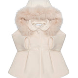 Barcellino Kids Cappotto con Cappuccio in Pelliccia Volpe per Neonate