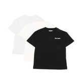 Palm Angels Kids Tri-Pack T-Shirt Bianco/Nero/Grigio con Logo Stampato per Bambini