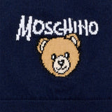 Moschino Kids Cappellino Blu in Maglia con Teddy Bear e Logo Unisex