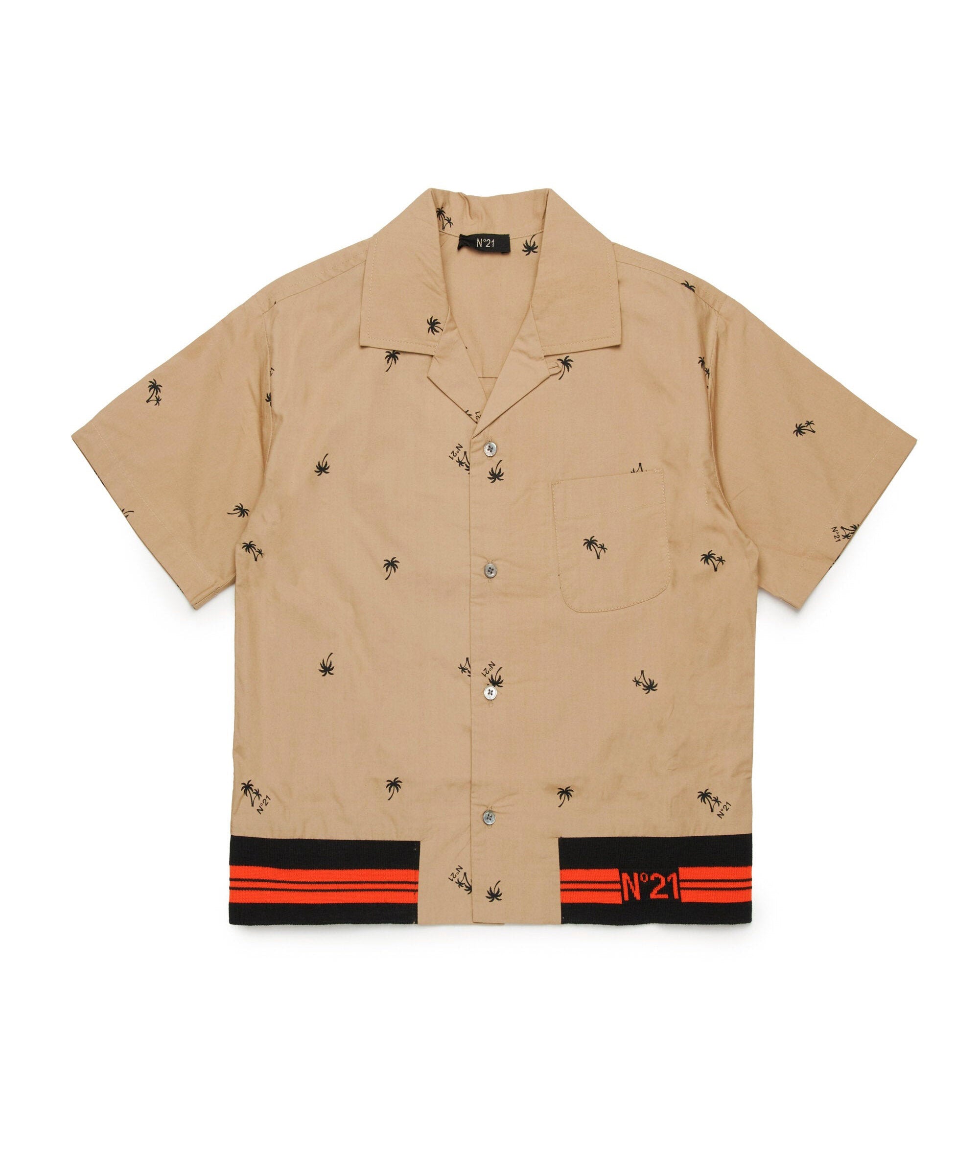 N°21 Kids Camicia Beige All over Palms per Bambini