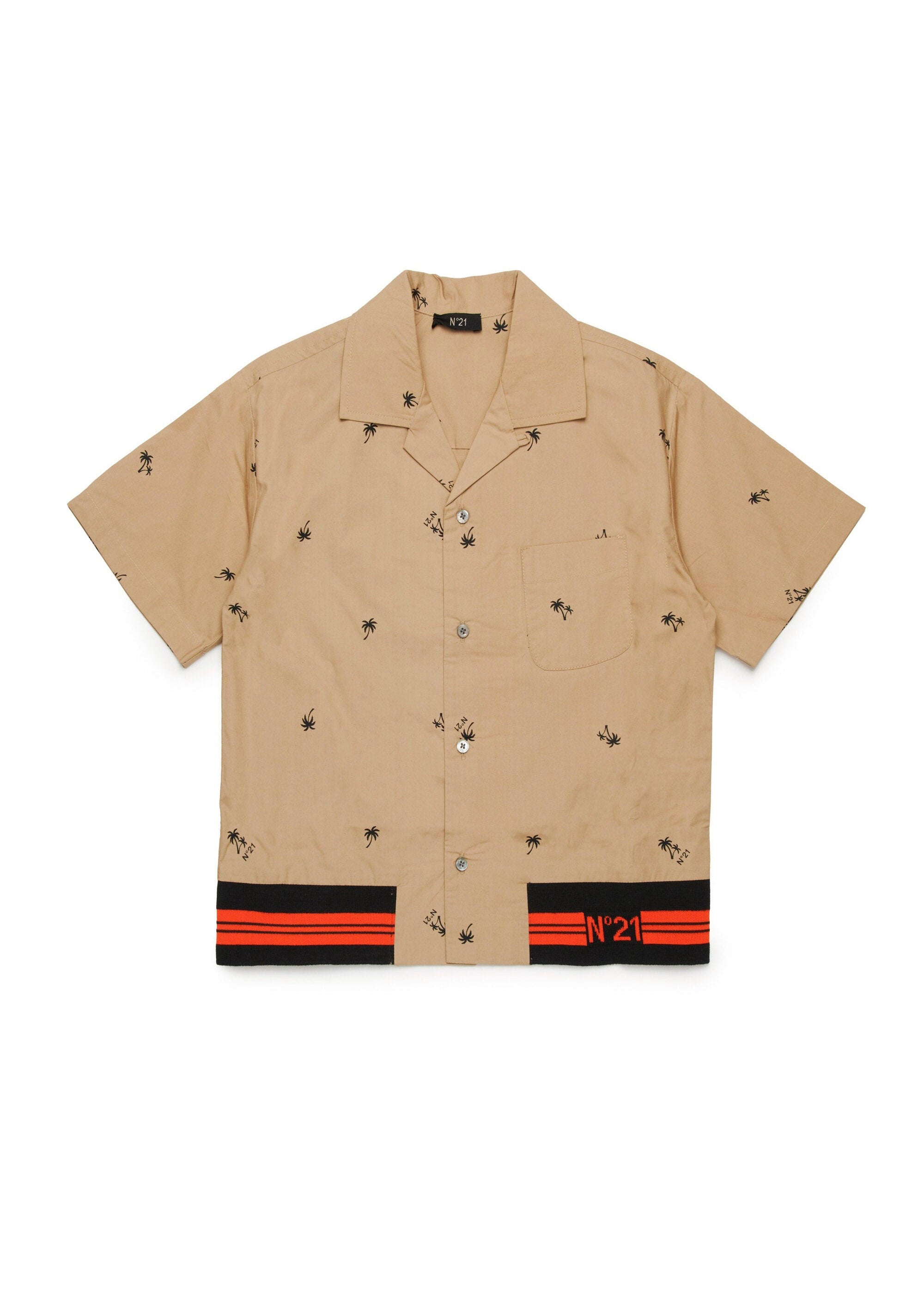 N°21 Kids Camicia Beige All over Palms per Bambini